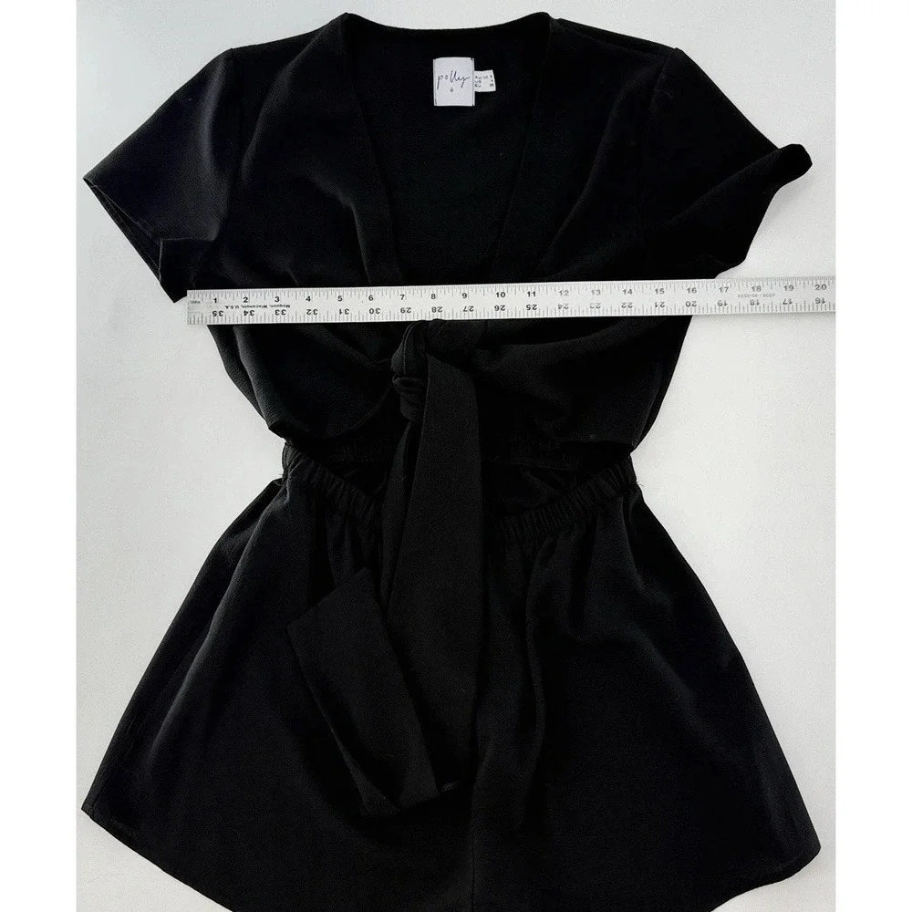 Princess Polly Ragnar‎ Tie Front Romper Black Size 4 Grunge Festival Boho